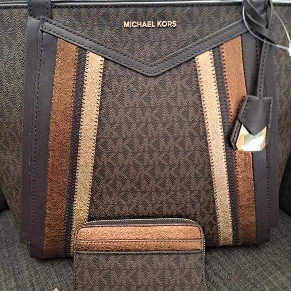NWT MK Whitney Tote Set S Very Beautiful Love this tote and Matching Wallet!